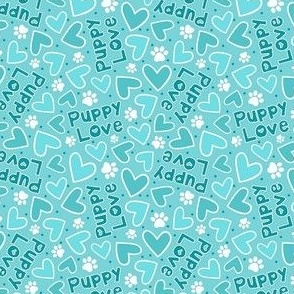 Small Scale Puppy Love Valentine Hearts in Blue