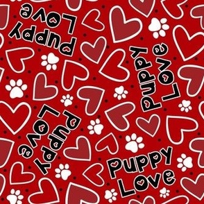 Large Scale Puppy Love Valentine Hearts in Red