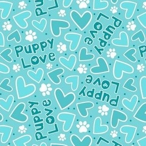 Medium Scale Puppy Love Valentine Hearts in Blue