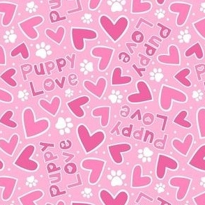 Medium Scale Puppy Love Valentine Hearts in Pink