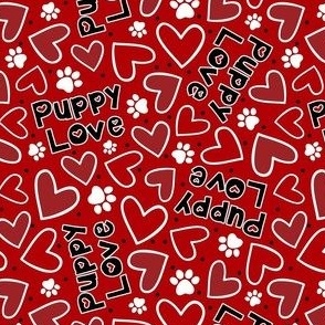 Medium Scale Puppy Love Valentine Hearts in Red
