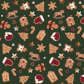 Gingerbread cookies seamless pattern