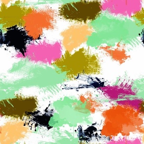 Bright multicolored paint strokes and paint spots 