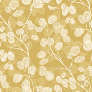 (L) Warm and Welcoming Honesty Floral ivory and mustard yellow large scale 