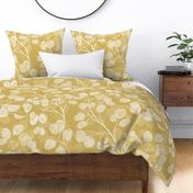 (XL) Warm and Welcoming Honesty Floral ivory and mustard yellow jumbo scale 