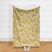 (XL) Warm and Welcoming Honesty Floral ivory and mustard yellow jumbo scale 