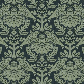  Isabella Birds - Medium - Regent Green - Texture, Damask, Kennebunkport Green (Ben Moore)