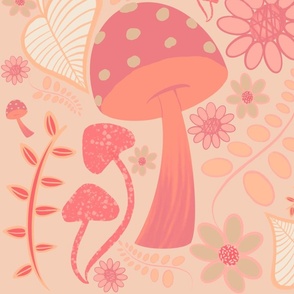 Pantone color of the year Peach Fuzz Mushrooms and Flowers 