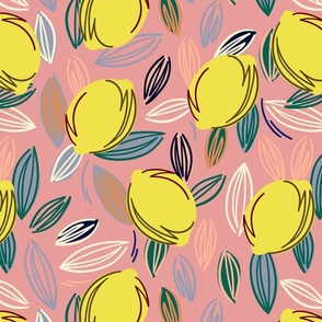 Lemon seamless pattern vector illustration. Summer design repeated textile with citrus fruits.