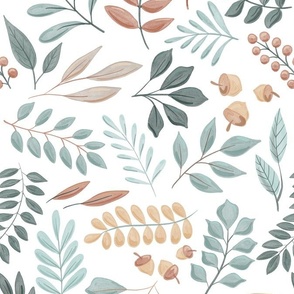 Watercolor Leaves, Branches, and Acorns - Outdoor Adventure Collection
