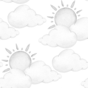 Sun Clouds Baby Nursery Gray 