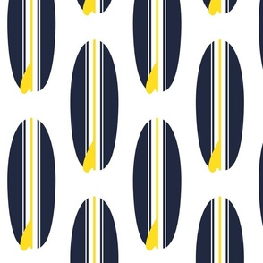 NAVY BLUE AND YELLOW CLASSIC SURFBOARDS - LARGE SIZE