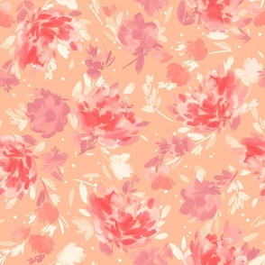 Artistic Peony watercolor Peach fuzz Medium CelebratePeachFuzzPantoneCOY2024