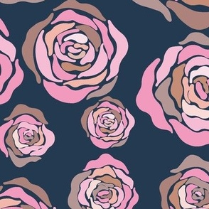 Pink and navy roses frrom Anines Atelier. Use the design for kimono and kaftan