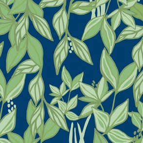 CT2550 Navy and  Green Large Scale Tropical Botanical