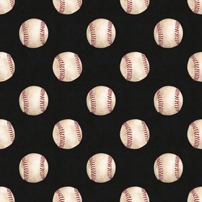 Vintage Watercolor Baseballs on Textured Black 6 inch