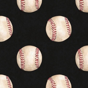 Vintage Watercolor Baseballs on Textured Black 12 inch