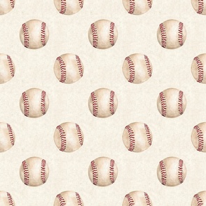 Vintage Watercolor Baseballs on Textured Cream 6 inch