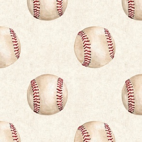 Vintage Watercolor Baseballs on Textured Cream 12 inch