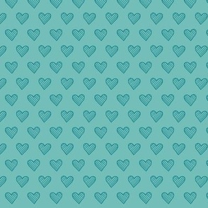 S / Teal Polka Dot Hearts