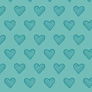 M / Teal Polka Dot Hearts