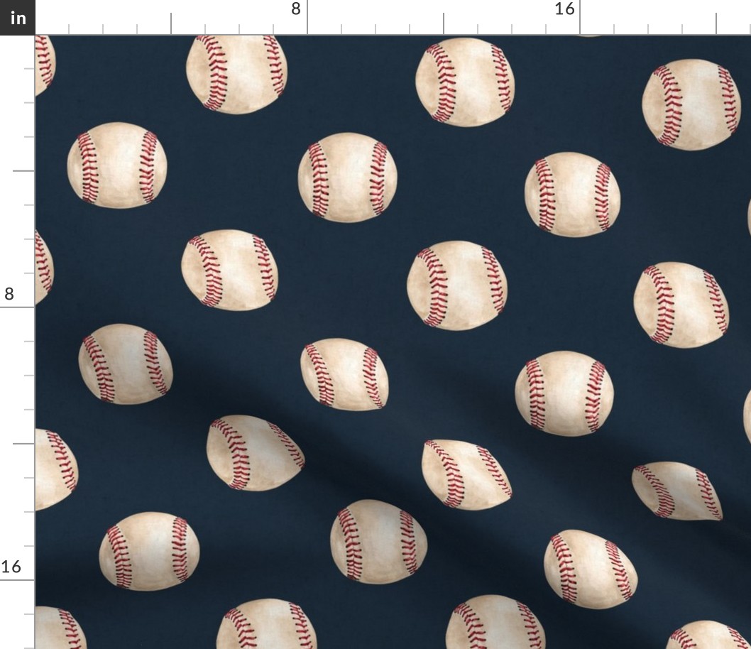 Watercolor Baseballs on Textured Navy Blue 6 inch