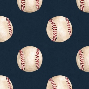 Watercolor Baseballs on Textured Navy Blue 12 inch