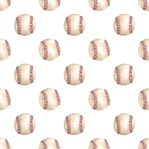 Watercolor Baseballs on White 6 inch
