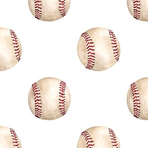 Watercolor Baseballs on White 12 inch