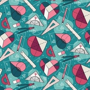 XS / Teal Geometry of a Heart / I love Math 