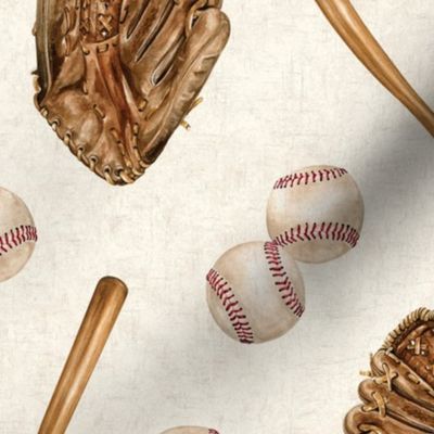 Vintage Baseball Game on Textured Cream 12 inch