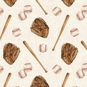 Vintage Baseball Game on Textured Cream 12 inch