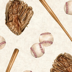 Vintage Baseball Game on Textured Cream 24 inch