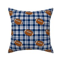 Smaller Scale Team Spirit Football Plaid in Penn State Nittany Lions Blue and White