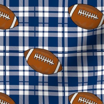 Smaller Scale Team Spirit Football Plaid in Penn State Nittany Lions Blue and White