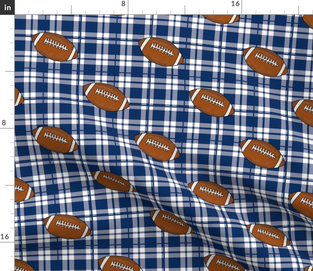 Smaller Scale Team Spirit Football Plaid in Penn State Nittany Lions Blue and White