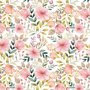 Enchanted Garden Blooms - Elegant Watercolor Floral Pattern for Home Decor and Fashion