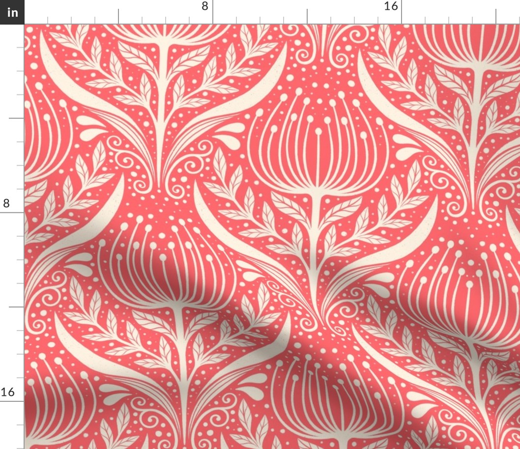 Serene floral garden Georgia peach and cream Pantone color palette 2024- home decor - wallpaper - curtains- bedding - whimsical.