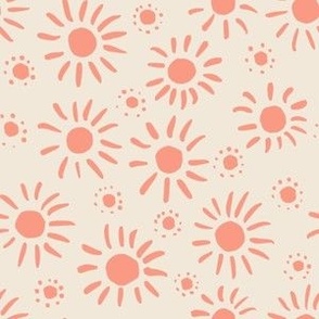 (S) sketchy childish sunflowers in Peach Pink on light Pristine
