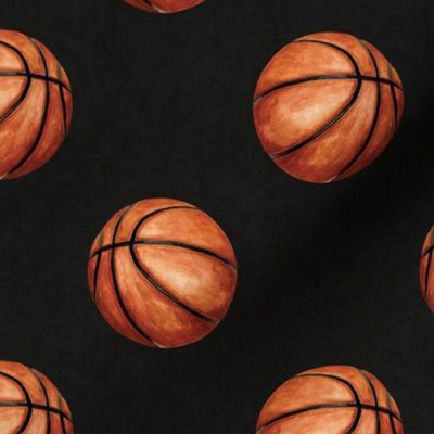 Watercolor Basketball on Textured Black 6 inch