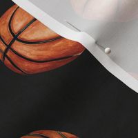 Watercolor Basketball on Textured Black 6 inch