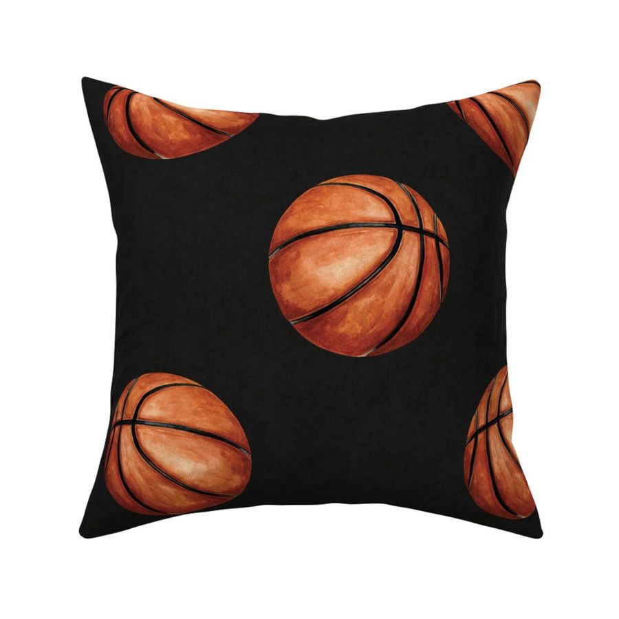 Watercolor Basketball on Textured Black 12 inch