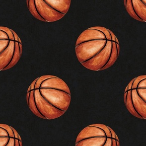 Watercolor Basketball on Textured Black 12 inch