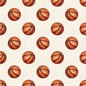 Watercolor Basketball on Textured Cream 6 inch