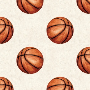 Watercolor Basketball on Textured Cream 12 inch
