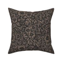 Floral Western carved and  tooled look faux leather Black brown