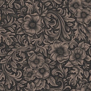 Faux Leather Textured Western Black | Heavyweight Faux Leather Fabric |  Home Decor Fabric | 54 Wide