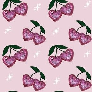 Retro Disco Cherry Valentine Hearts - Pink Gradients
