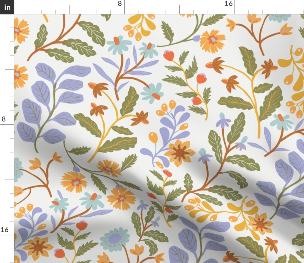 LARGE-Light blue and green Botanicals & Untamed yellow, red, blue Florals