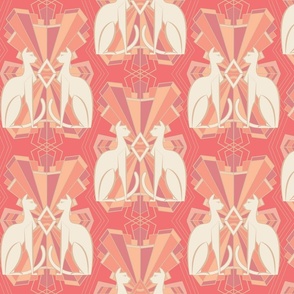 Art Deco Cats in Peach Fuzz